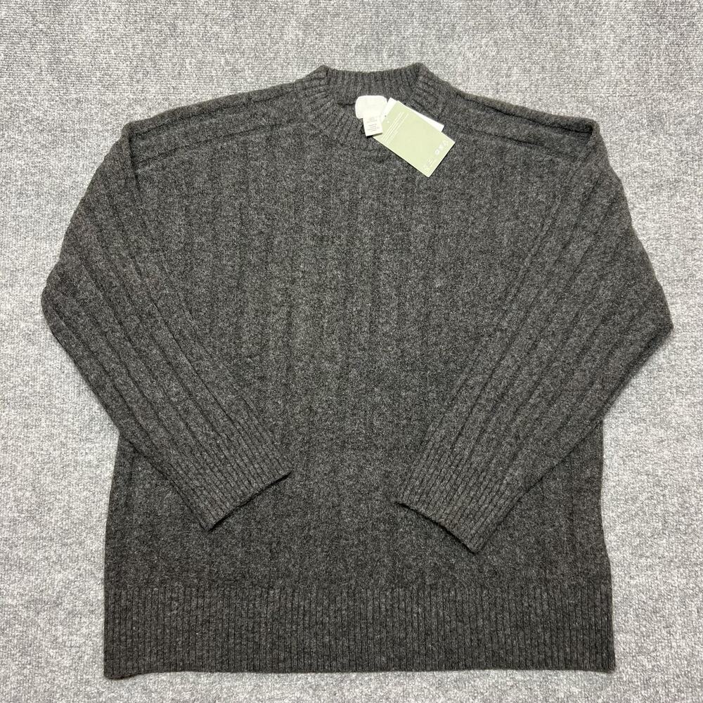 H&M Sweater Mens Medium Gray Knit Pullover Ribbed Long Sleeve